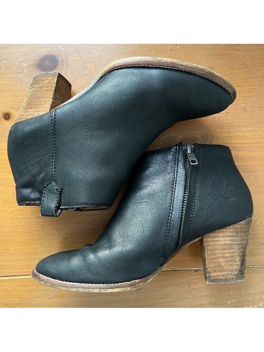 Madewell Women’s The Billie Boot Black Leather Side Zipper Ankle Booties 6.5